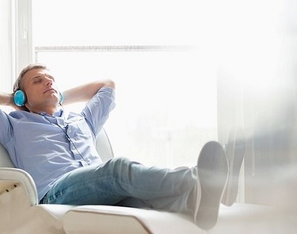 Man relaxing on a sleeper recliner