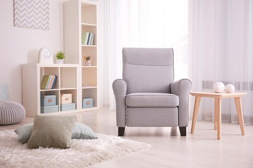 Elegant living room interior with comfortable small recliner